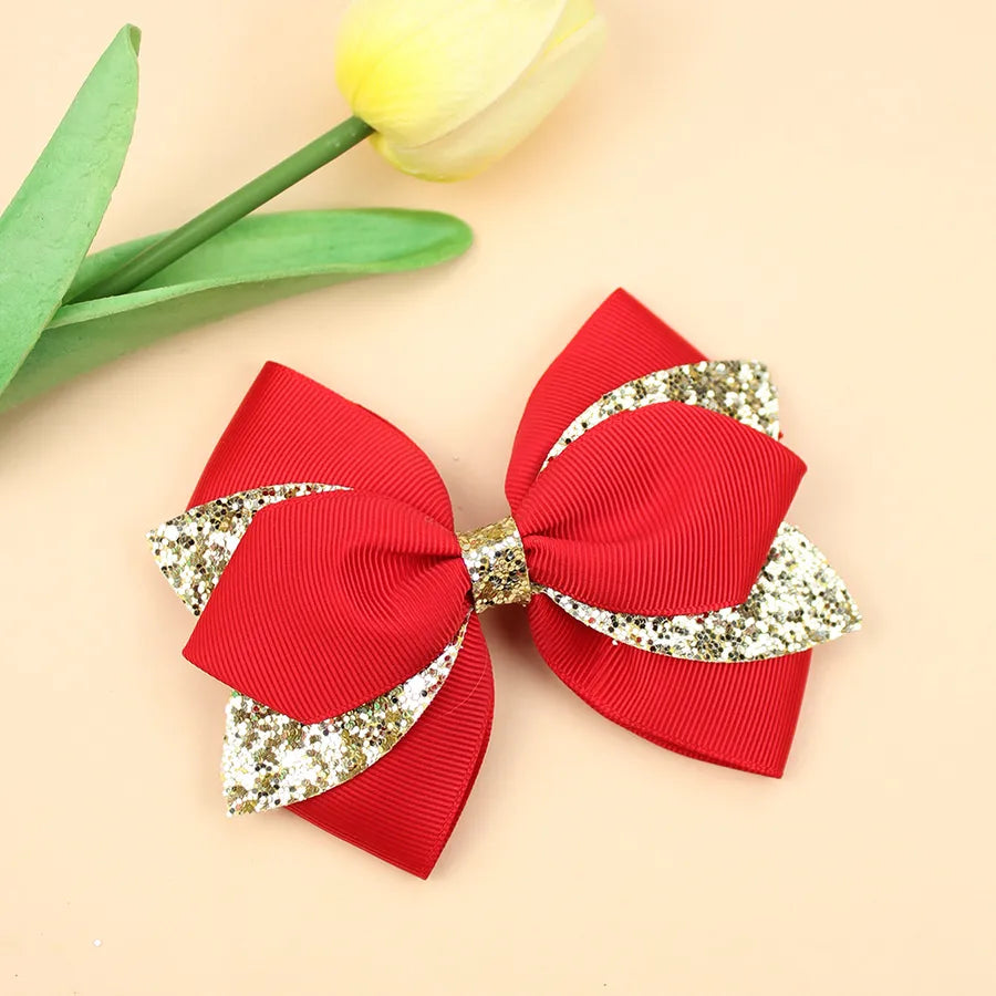 Europe and the United States new double-layer children's glitter film bow hair accessories girls hair clips cute girls hair accessories