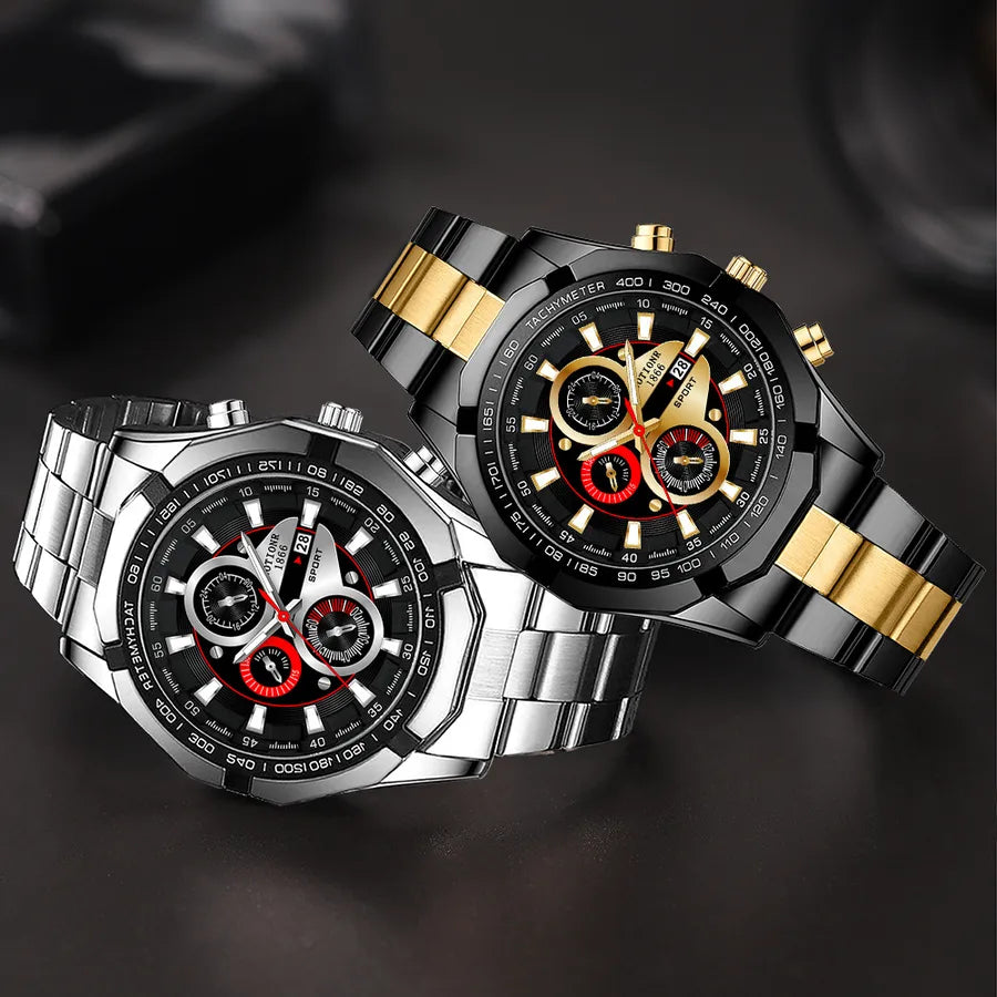 fashion geometric single folding buckle quartz men's watches