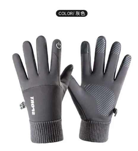Gloves Men's Winter Touch Screen Warm Gloves Windproof Waterproof Cold-proof Fleece-lined Outdoor Sports Riding Gloves