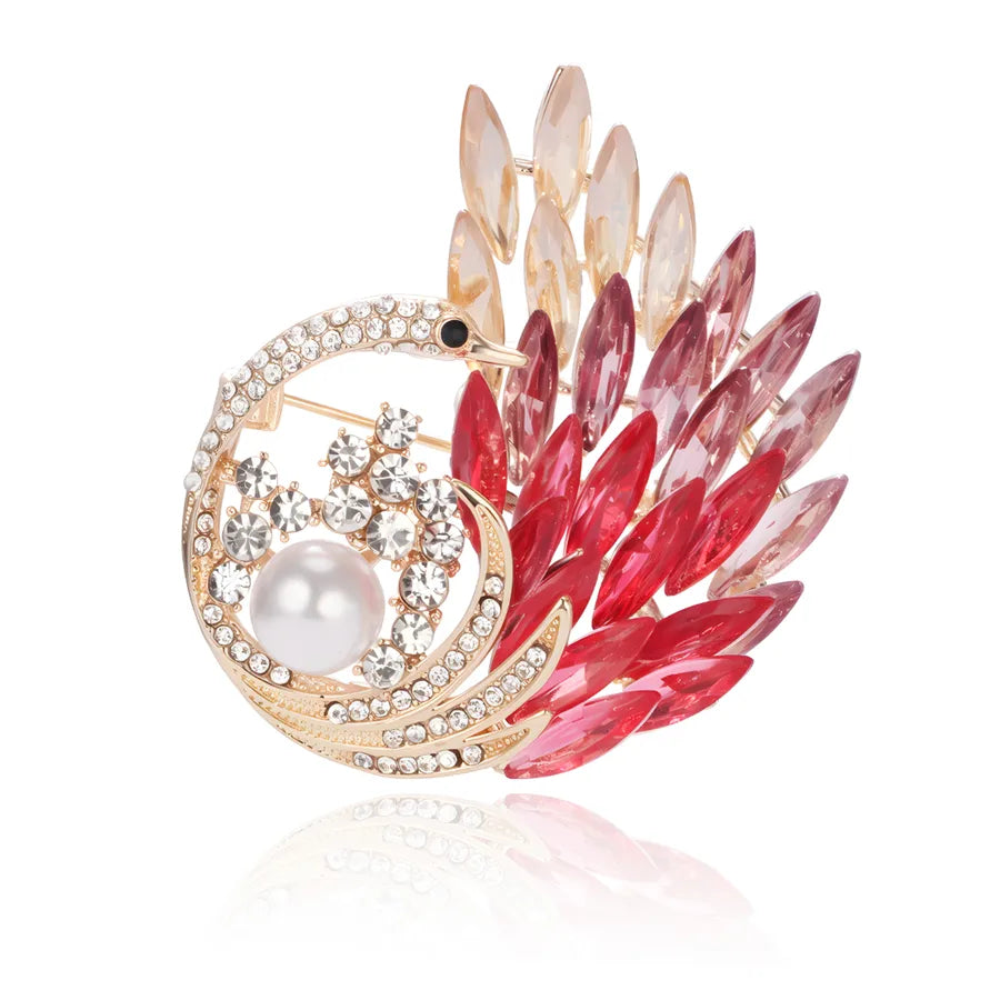 Elegant Pearl Alloy Flower Brooch Pin Women's Personality Design Lapel Pin Cute Romantic Animal Floral Pattern Office Selfie Suitable All Seasons