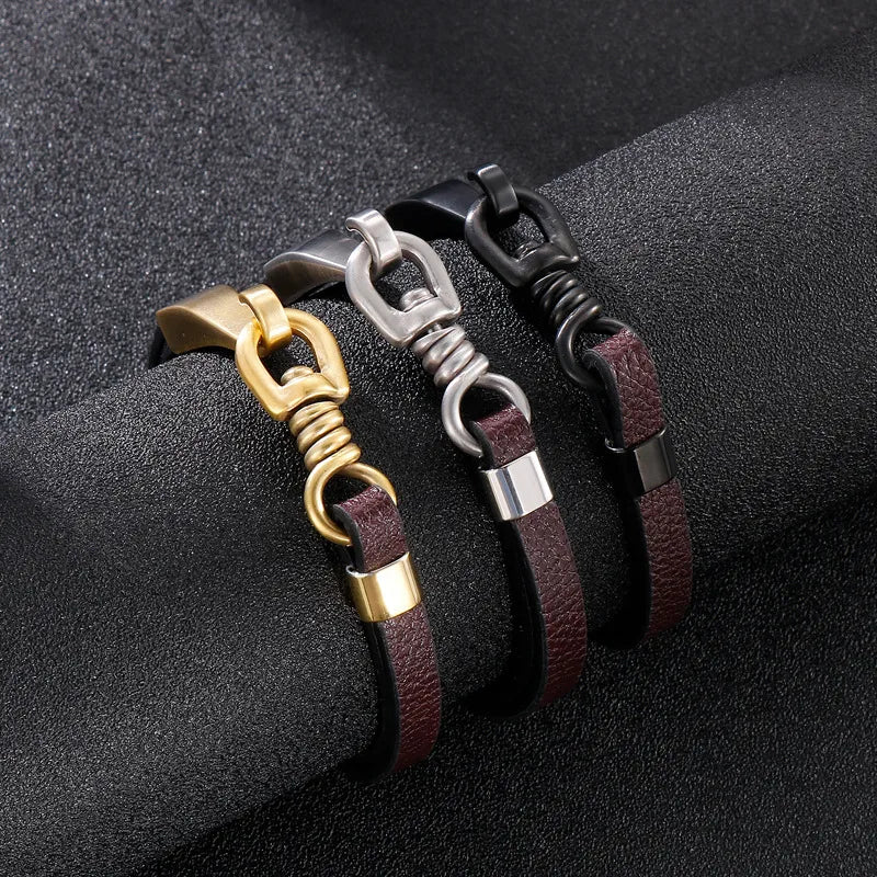 Simple Style Geometric Color Block Titanium Steel Plating 18K Gold Plated Men's Bracelets