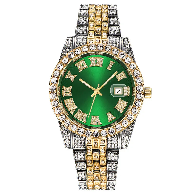 fashion color block butterfly double snap quartz women's watches