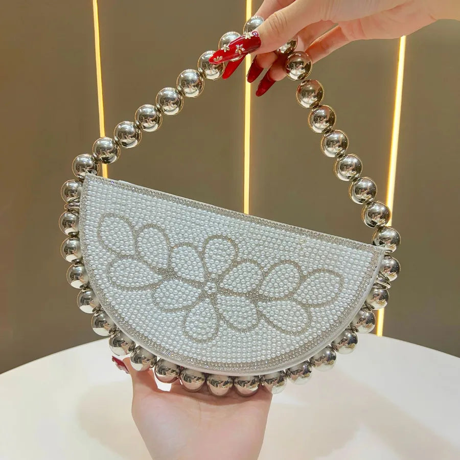 Elegant Evening Bag Women's Handbag Beaded Crystal Clutch French Style Dress Handheld Crossbody Ball Gown Satchel Oval Shape