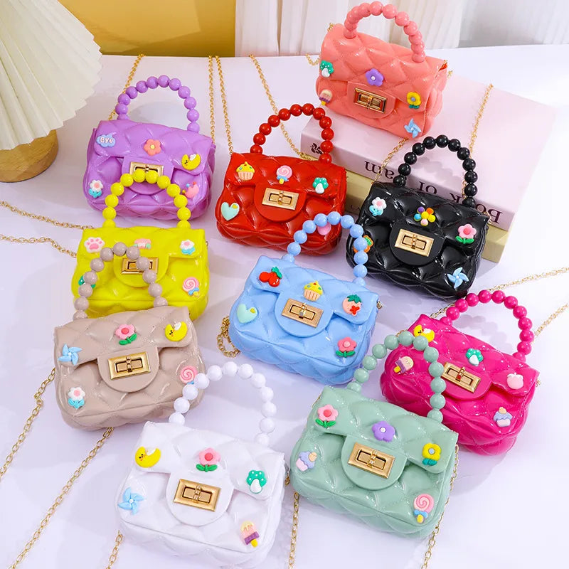 Women's Small PVC Color Block Streetwear Square Lock clasp Handbag