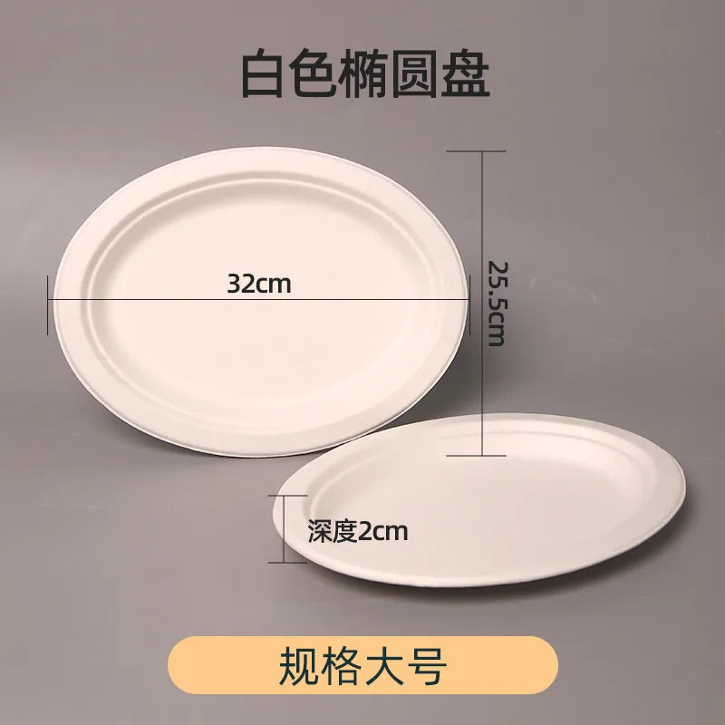 Disposable Sugarcane Pulp Paper Plate Dinner Plate Barbecue Cake Kindergarten Drawing DIY Paper Plate Thickened Pulp Plate