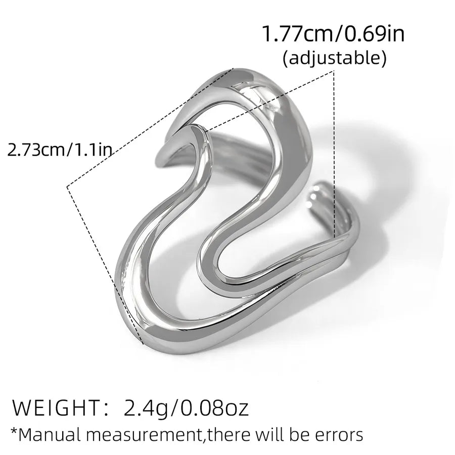 Wholesale Jewelry Casual Simple Style Geometric 304 Stainless Steel 18K Gold Plated Adjustable Ring