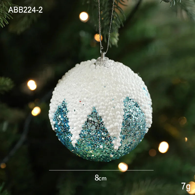 8CM Christmas Ball Creative Foam Decoration Ball Ornament For Christmas Tree Festive Atmosphere Costuming  Style