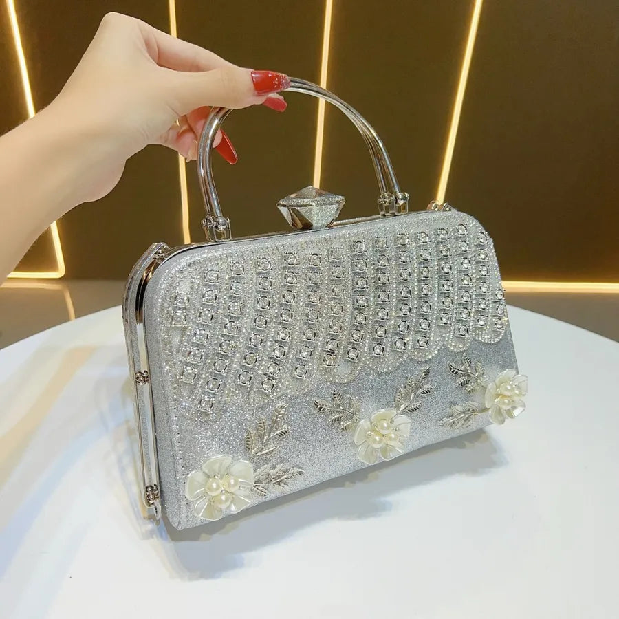 Elegant Evening Clutch Bag Diamond Embellished Square Handbag Women's Fashion Crossbody Bag For Cheongsam And Formal Dresses