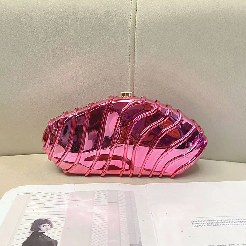 Silver Gold Pink Arylic Color Block Solid Color Oval Evening Bags