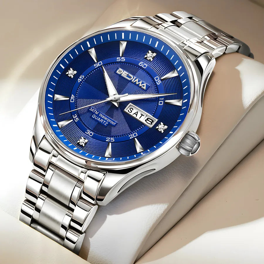 Casual Color Block Solid Color Butterfly Double Snap Quartz Men's Watches