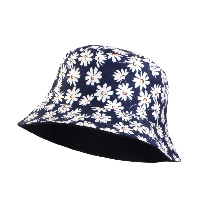Double-Sided Wear Fisherman Hat Outdoor Travel Sunshade Cap Printed Bucket Hat Flat Top Hat Casual Elegant Women Style Summer Hat