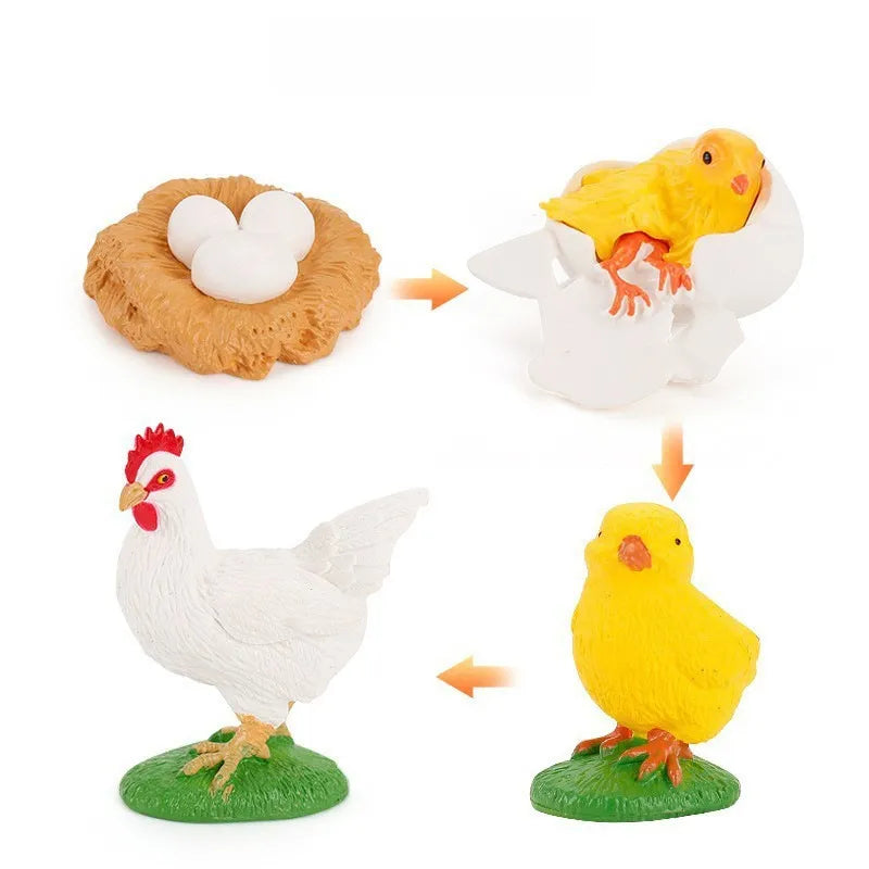 simulation mini farm poultry chicken duck goose cow gold small animal miniature model sand table ornaments wholesale