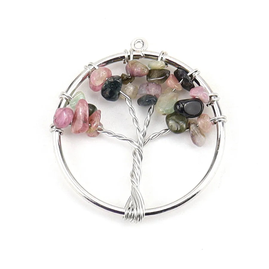 simple style lucky tree natural stone agate wholesale pendants