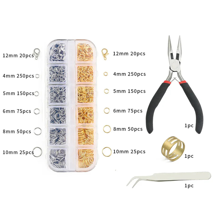 Handmade Beading Jewelry Accessories Kit Earring Hook Bracelet Necklace Material Tool Set Round Circle Chain Metal Simple Design