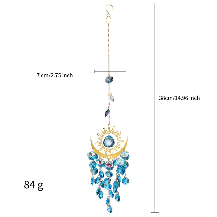 Simple Style Geometric Sun Moon Crystal Suncatcher Wind Chime Wall Art