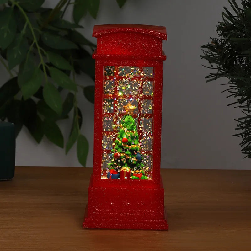 Christmas Decoration Santa Claus Plastic Figurine Water-Filled Night Lamp Decorative Crystal Light Christmas Party Gift