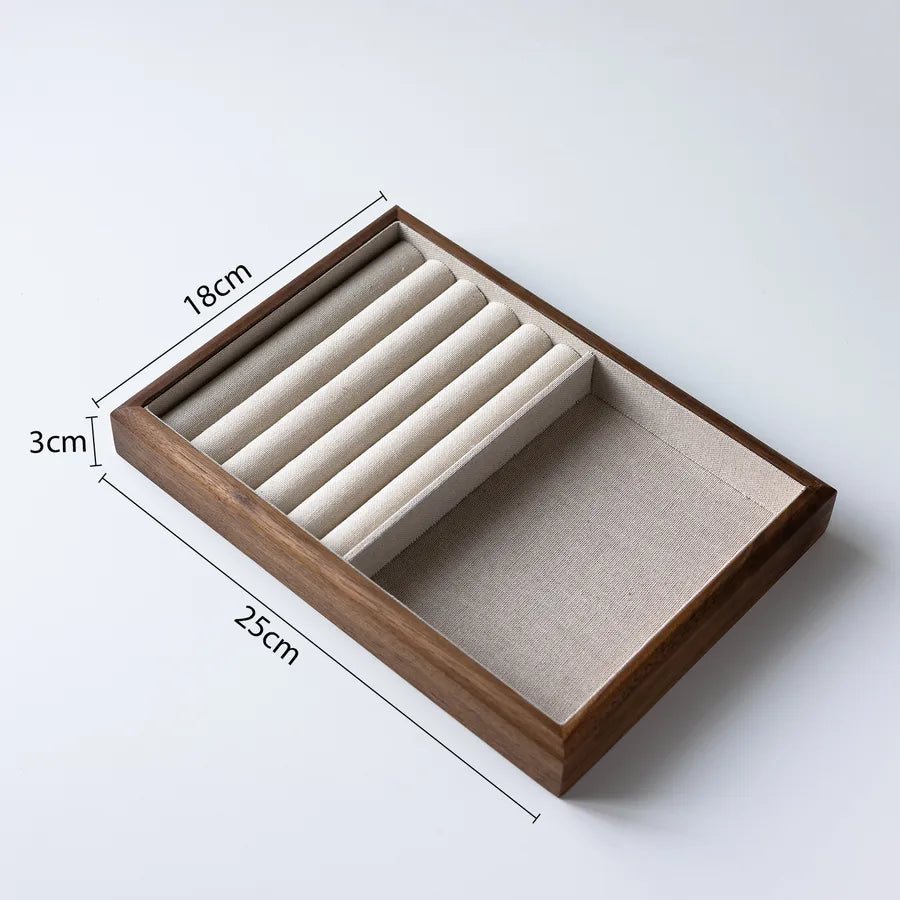 Retro Walnut Color Jewelry Display Stand Ring Earring Necklace Stall Jewelry Accessories Display Plate Shop Counter Top