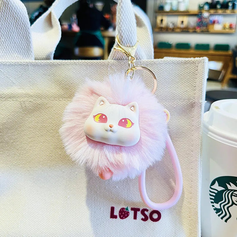 Creative Plush Cat Keychain Cute Cartoon Student Bag Pendant Doll Machine Small Gift