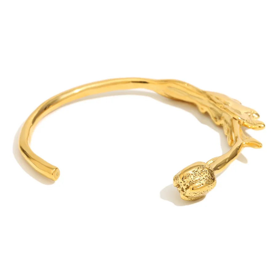Retro Classic Style Geometric 304 Stainless Steel 18K Gold Plated Bangle In Bulk