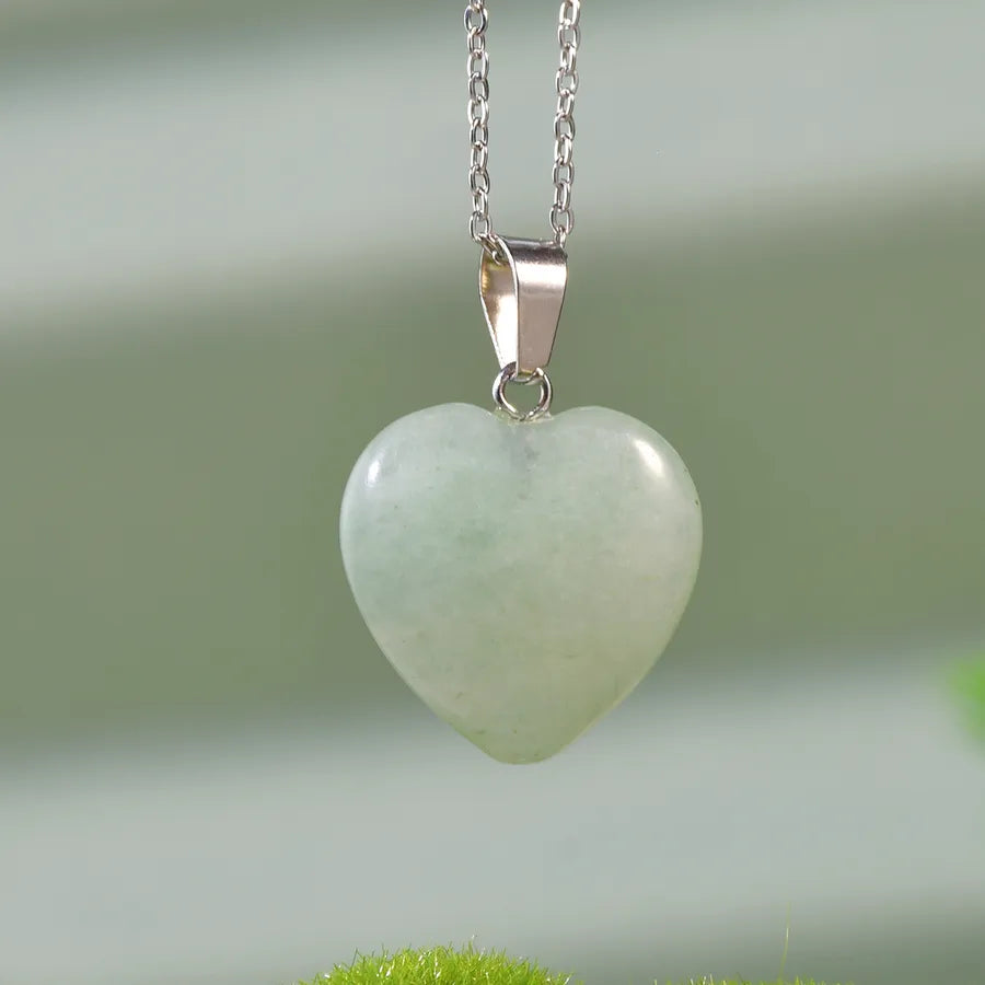 Simple Style Heart Shape natural stone Twisted Rope Chain Pendant Necklace In Bulk