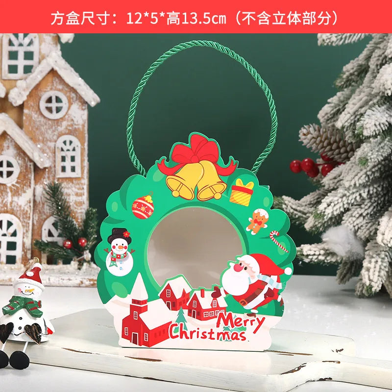 Portable Christmas Santa Claus Cartoon Candy Packaging Box Biscuit Box Snowflake Snack Box For Children Holiday Gift Box