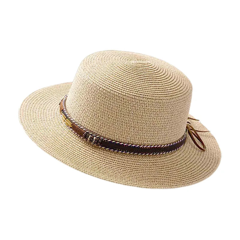 Women's Hawaiian Tropical Shell Flat Eaves Straw Hat