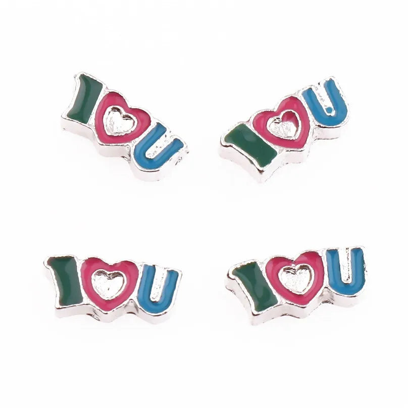 20 PCS/Package Alloy Color Block Heart Shape Beads