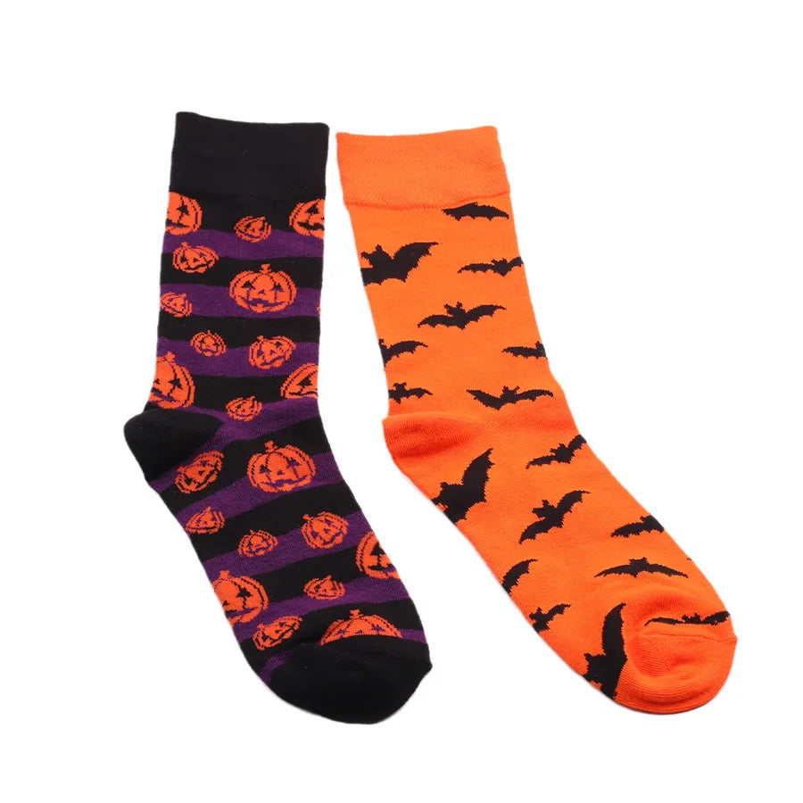 Halloween Casual Unisex Pumpkin Cartoon Bat Nylon Cotton Jacquard Crew Socks