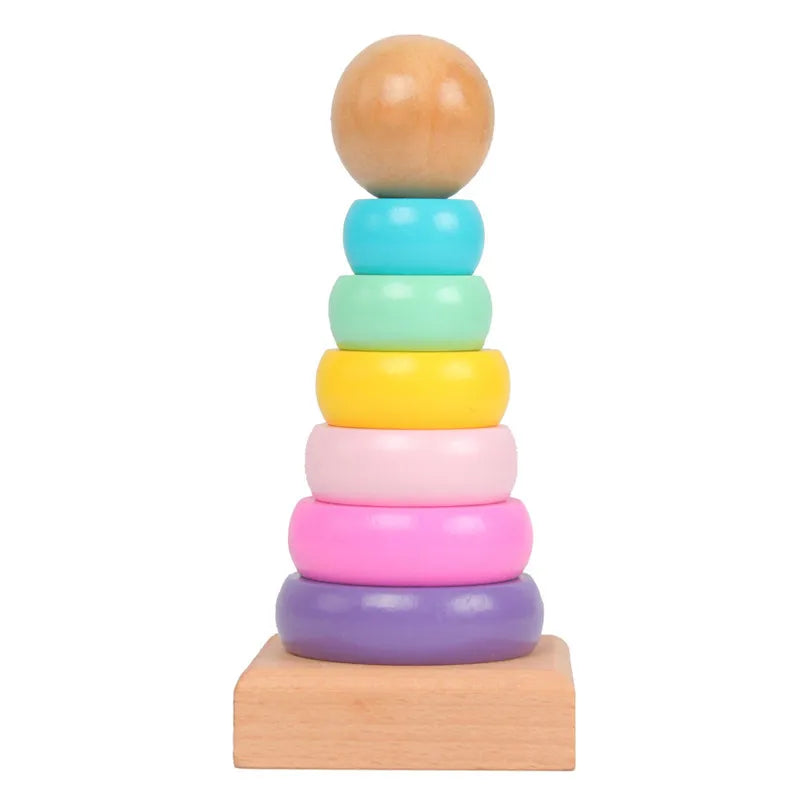 Children's eight-tone harp threading clock rainbow tower four sets of column shape plate twist insect baby educational toys wholesale