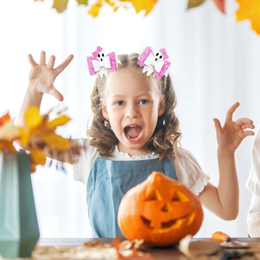 Halloween Heavy Work Skeleton Ghost Butterfly Knot Hair Clip Children's Funny Hair Accessories Customizable Headwear