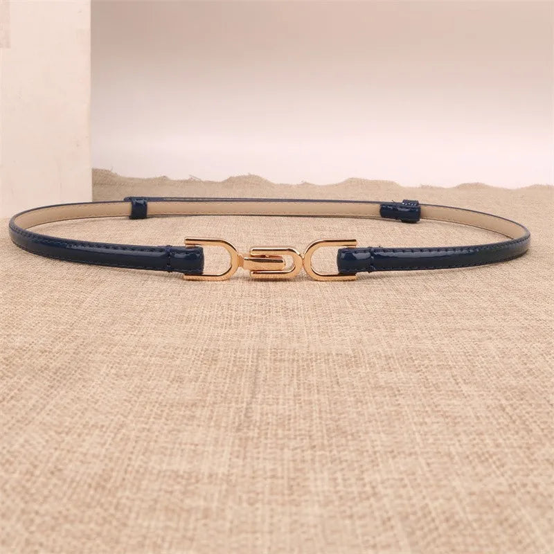 sweet solid color pu leather alloy women's leather belts