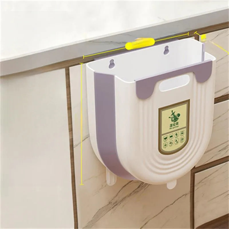 Kitchen Trash Bin Hanging Household Kitchen Waste Classification Folding Cabinet Door Wall Hanging Toilet Toilet Storage Paper Basket
