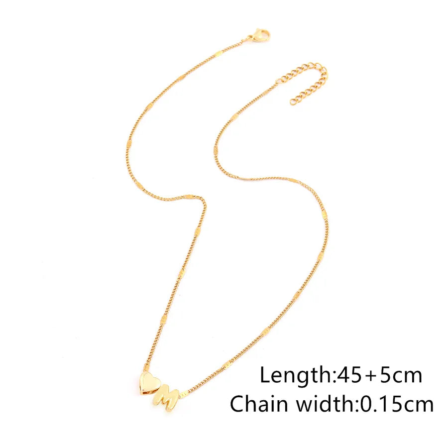 Wholesale Jewelry Simple Style Classic Style Letter Heart Shape 201 Stainless Steel Copper Pendant Necklace cable chain