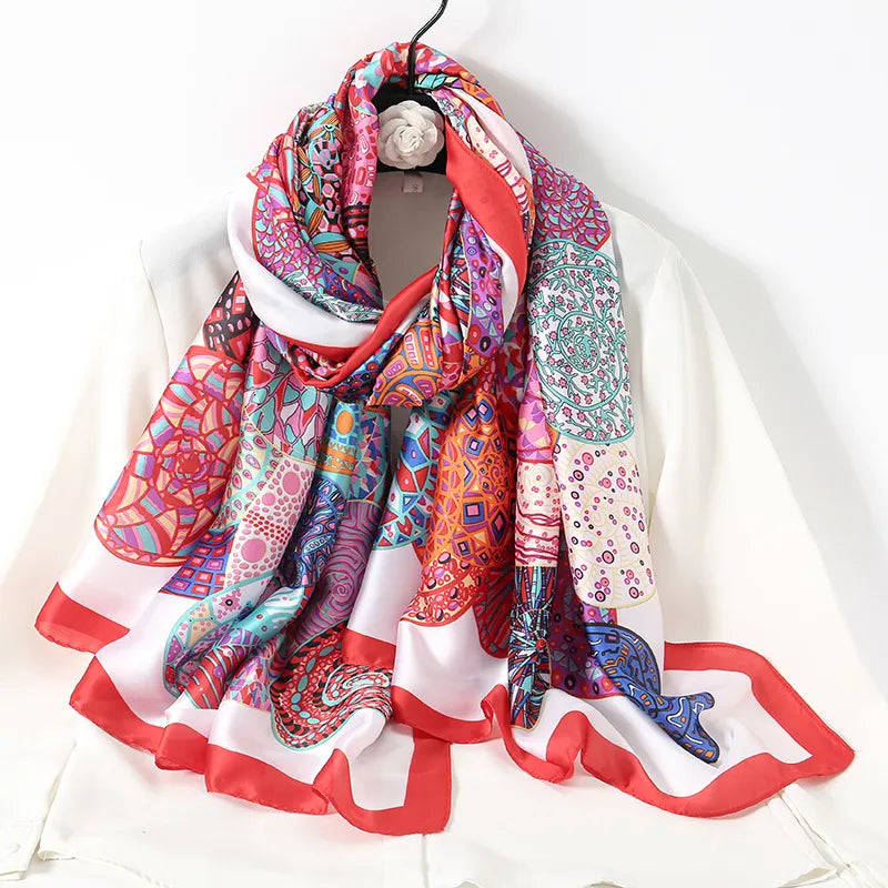 women's lady flower cloud brocade printing scarf