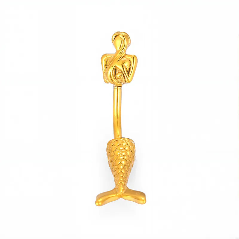 1 Piece Belly Rings Nordic Style Sexy Simple Style Star Mermaid 316L Stainless Steel  Polishing Zircon 18K Gold Plated
