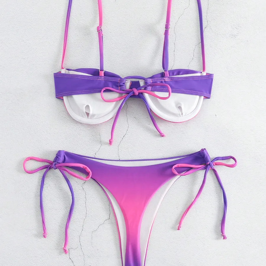 Women's Gradient Color 2 Pieces Set Bikinis Swimwear
