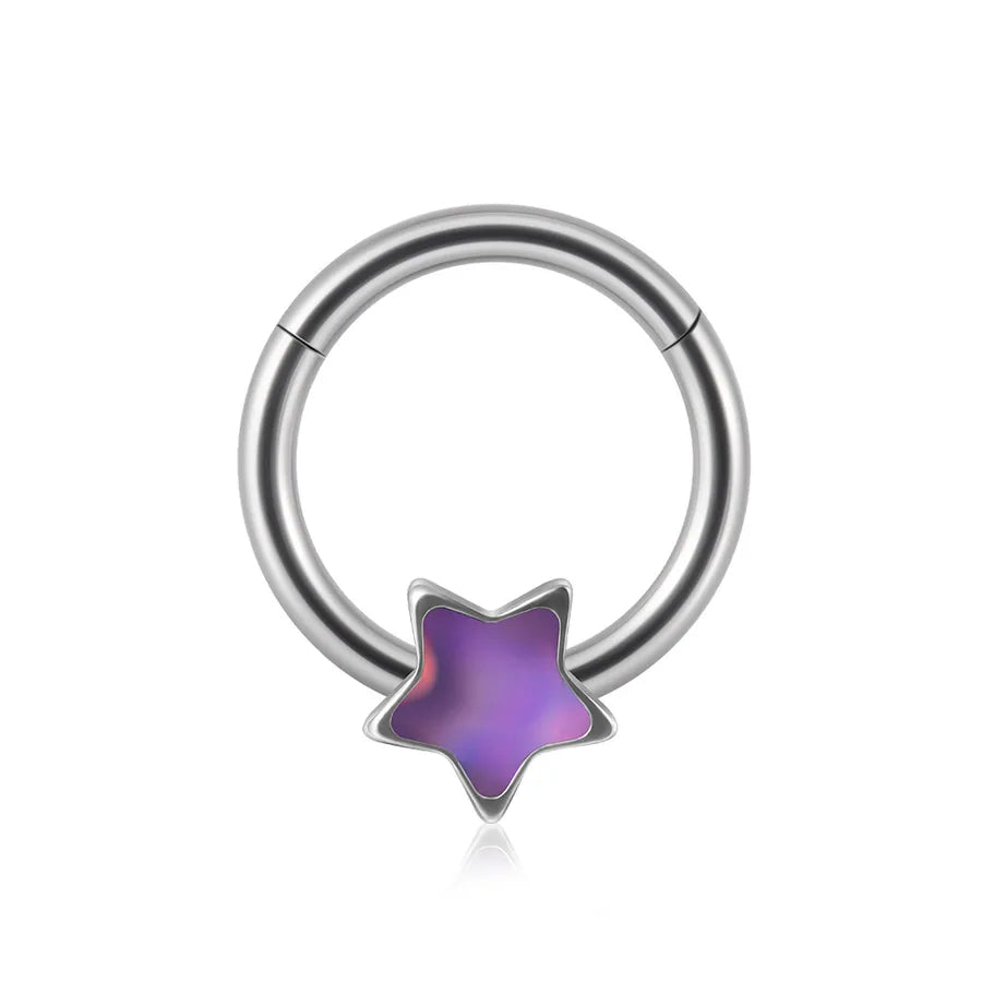 1 Piece Nose Rings & Studs Sweet Star Heart Shape Stainless Steel Plating Synthetic opal Resin Nose Rings & Studs