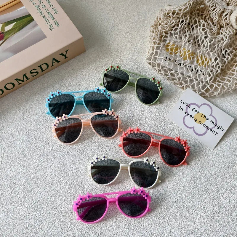 Sweet Simple Style Round UV400 Protection Resin Special-Shaped Mirror Full Frame Kids Sunglasses