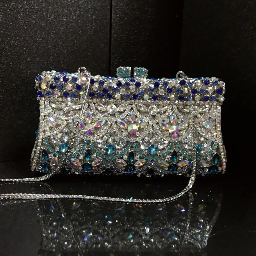 Rhinestone Metal Geometric Square Evening Bags