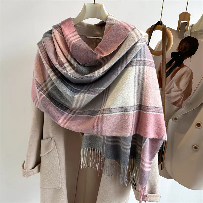 Women's Business Classic Style Color Block Imitation cashmere Scarf