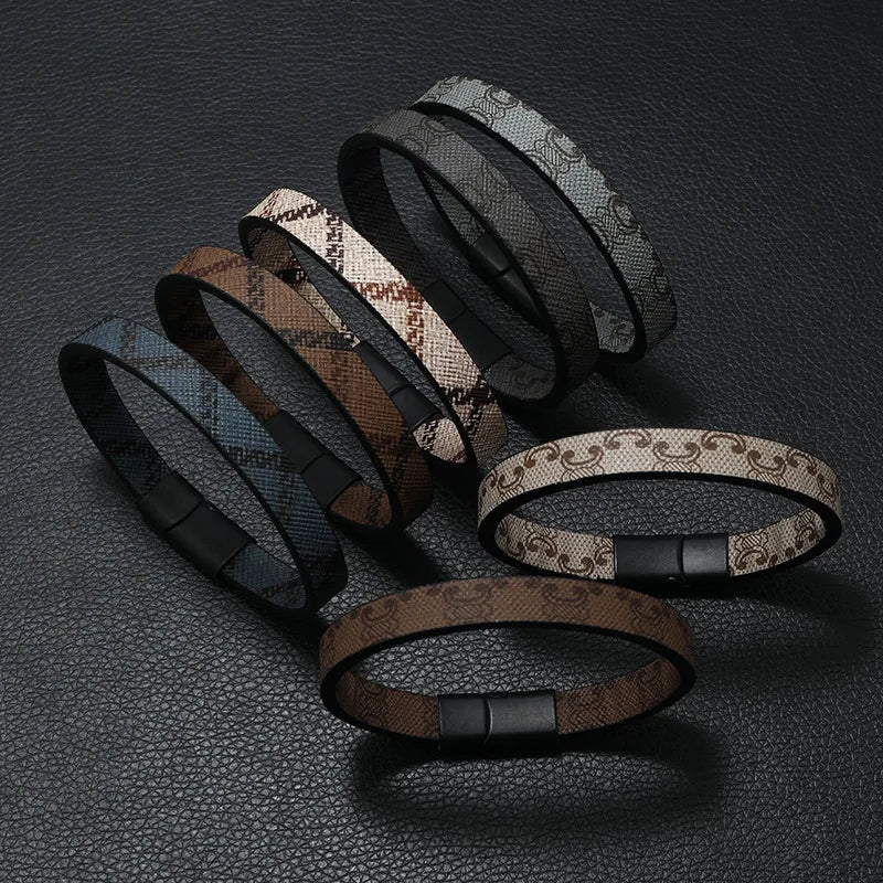 Simple Fashion European and American Style Bracelet Foreign Trade Printed Pattern Stripe Magnetic Buckle Bracelet Yiwu Factory Direct Sales
