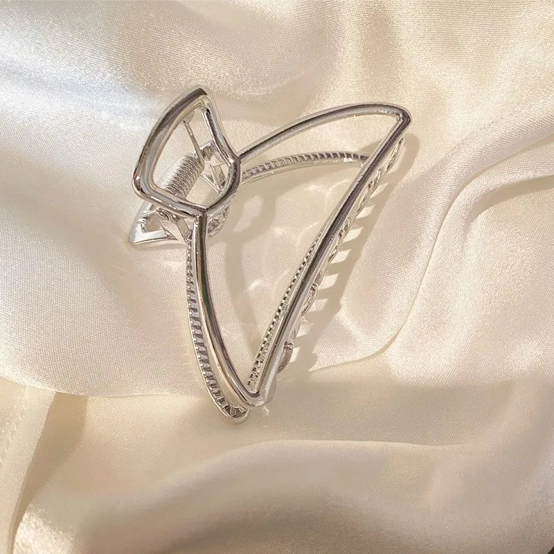 simple style sector shell rectangle imitation pearl rhinestone metal hair claws
