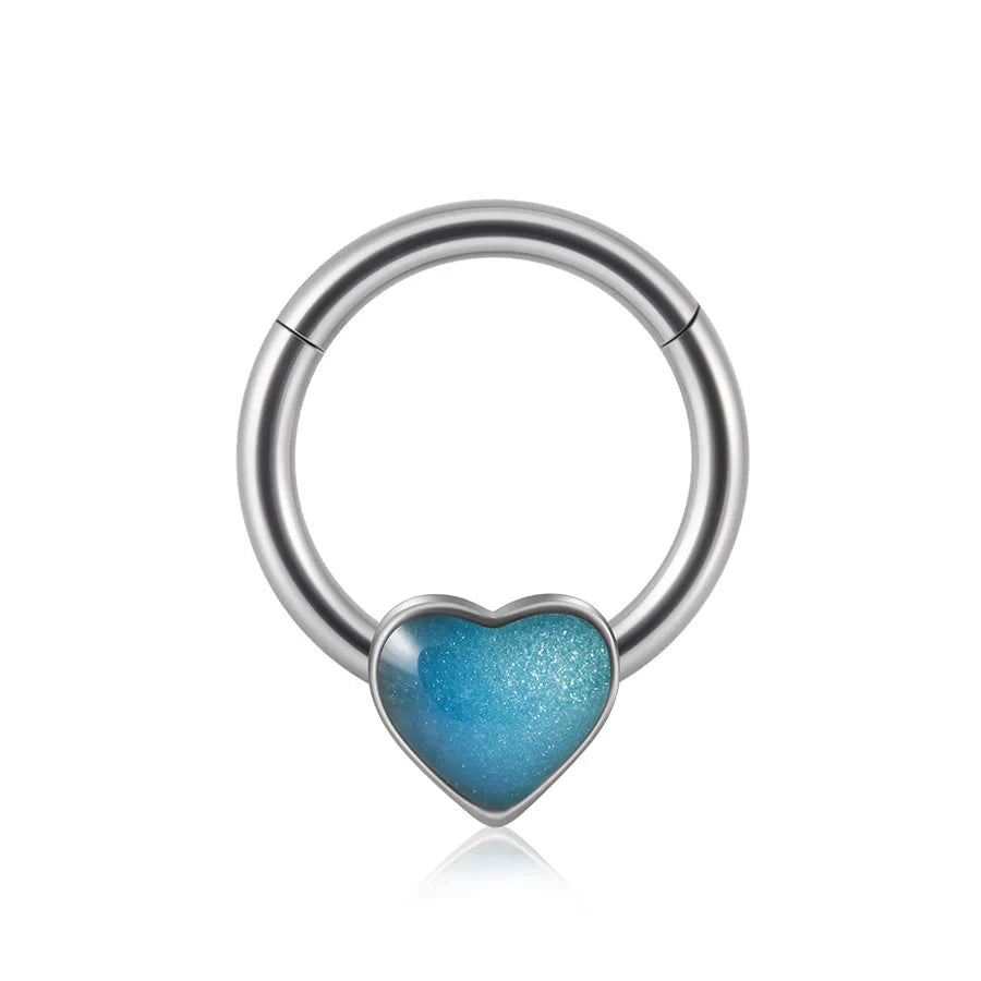 1 Piece Nose Rings & Studs Sweet Star Heart Shape Stainless Steel Plating Synthetic opal Resin Nose Rings & Studs
