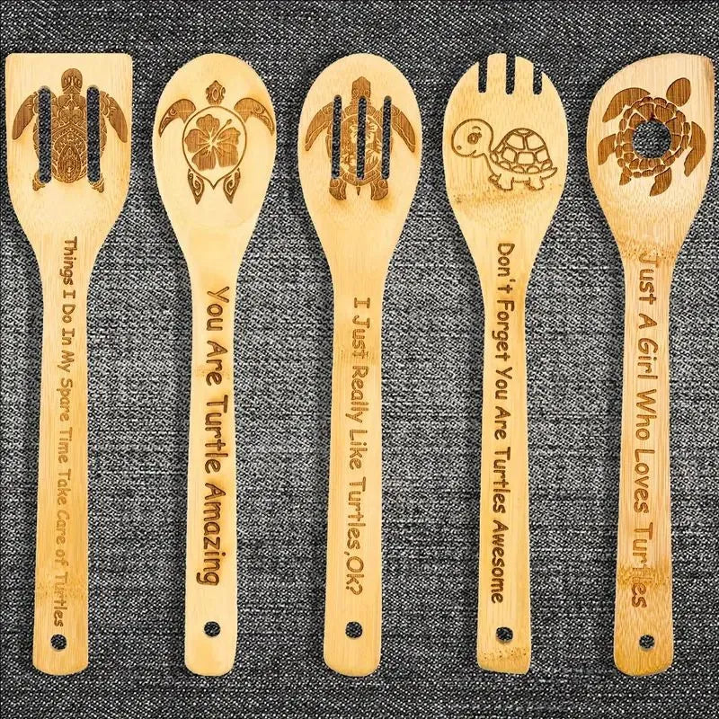 Simple Style Animal Letter Bamboo Shovel kit 5 Pieces Set