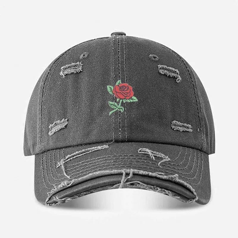 Unisex Streetwear Rose Curved Eaves Baseball Cap