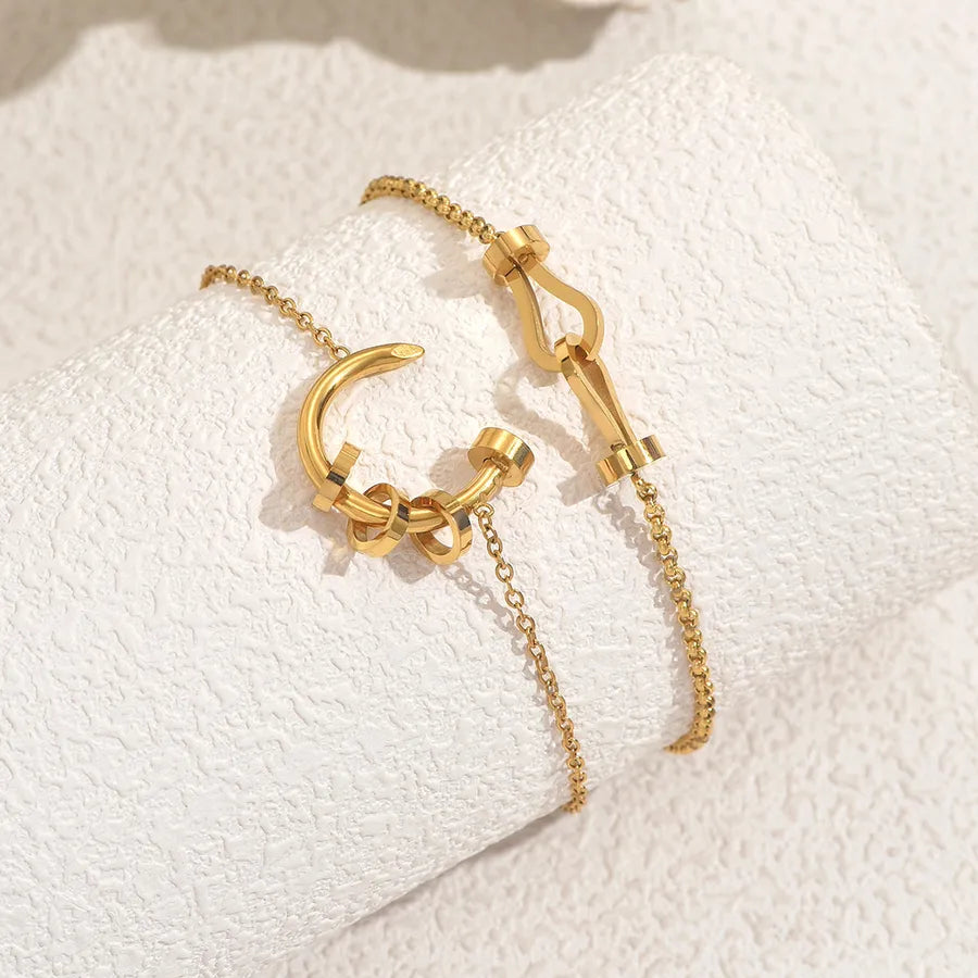 IG Style French Style Classic Style Geometric 201 Stainless Steel O-shaped chain Bracelets In Bulk