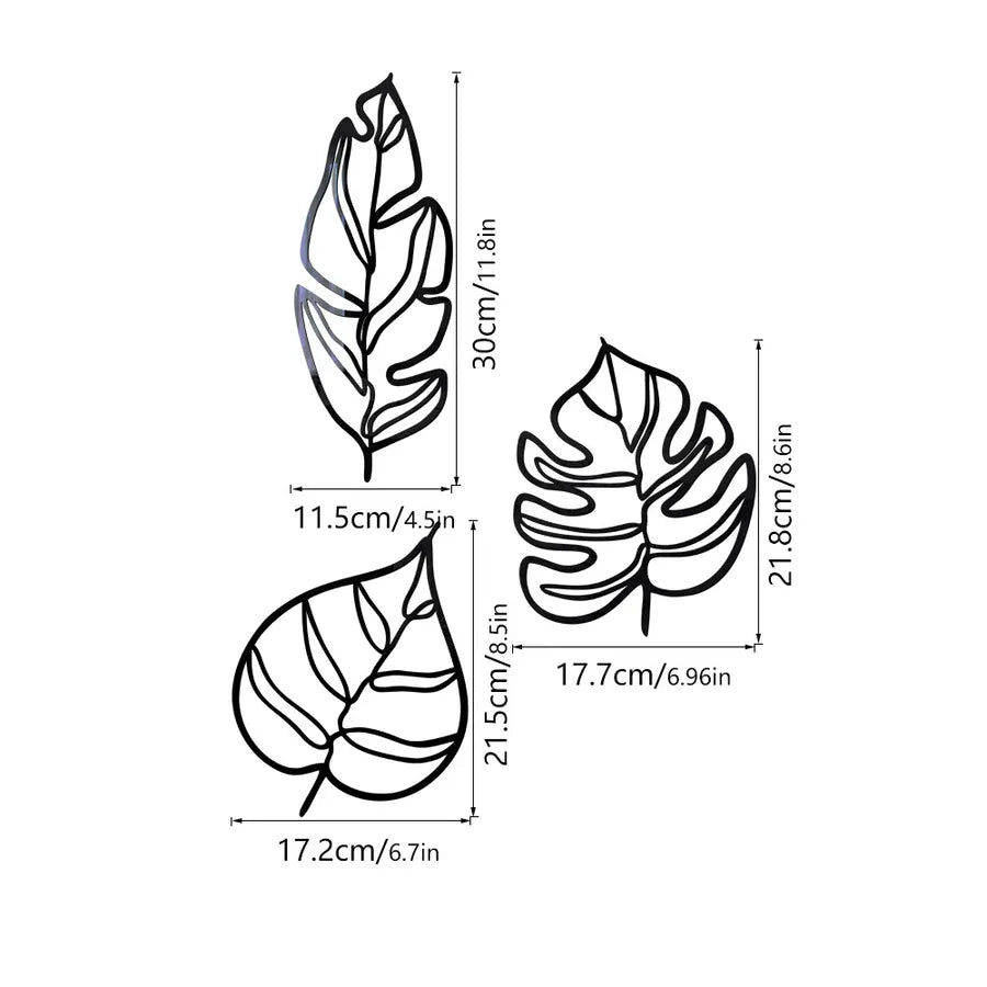 fashion leaves plastic wall sticker