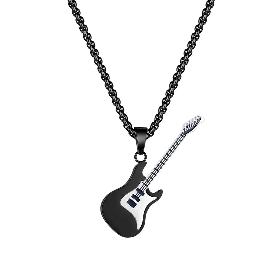 hip-hop guitar titanium steel plating pendant necklace 1 piece