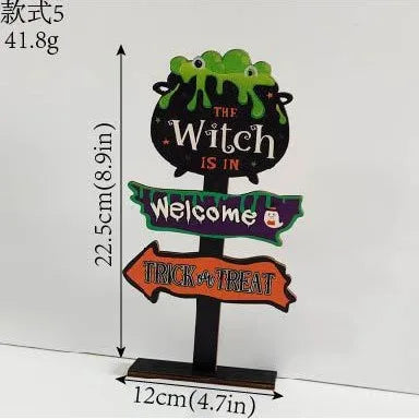 Wooden Halloween Decorations Ghost Festival Props Pumpkin Sprite Letter Wooden Ornaments Ghost Wooden Display Stand