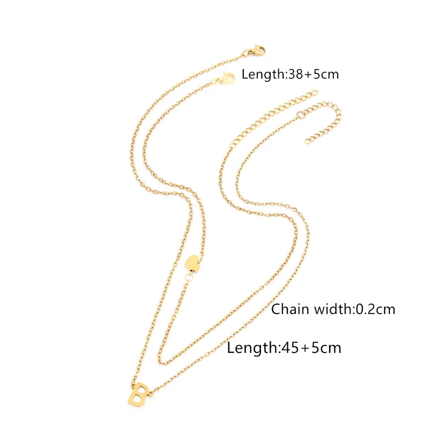Wholesale Jewelry Elegant Retro Classic Style Letter Heart Shape 201 Stainless Steel 304 Stainless Steel cable chain Pendant Necklace